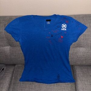 Blue Marvel Spiderman WEB Graphic Women's Top